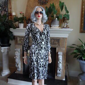 Gucci Black/White/Beige Gucci Paisley Print Rayon Wrap Dress Size S